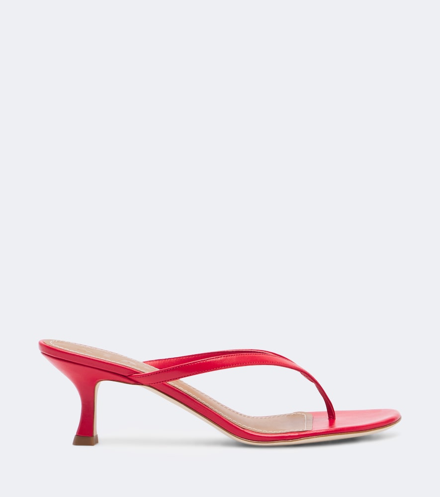Staud Freja leather thong sandals (Red) - High-Heel Sandals