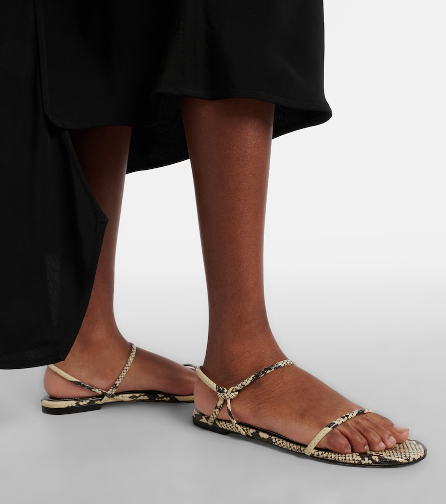Staud Laurel snake-effect leather sandals - White Flat Sandals