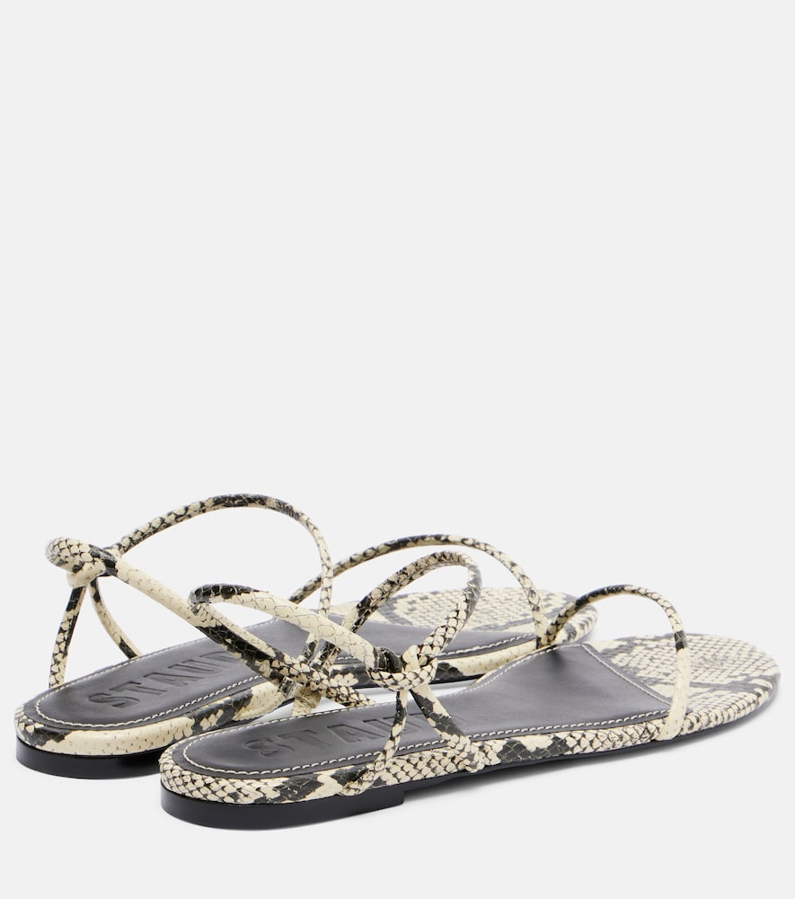 Staud Laurel snake-effect leather sandals - White Flat Sandals