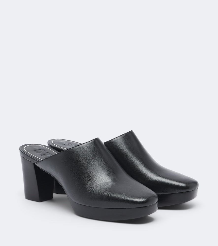 Staud Monica leather mules in Black - Mid Heel Pumps