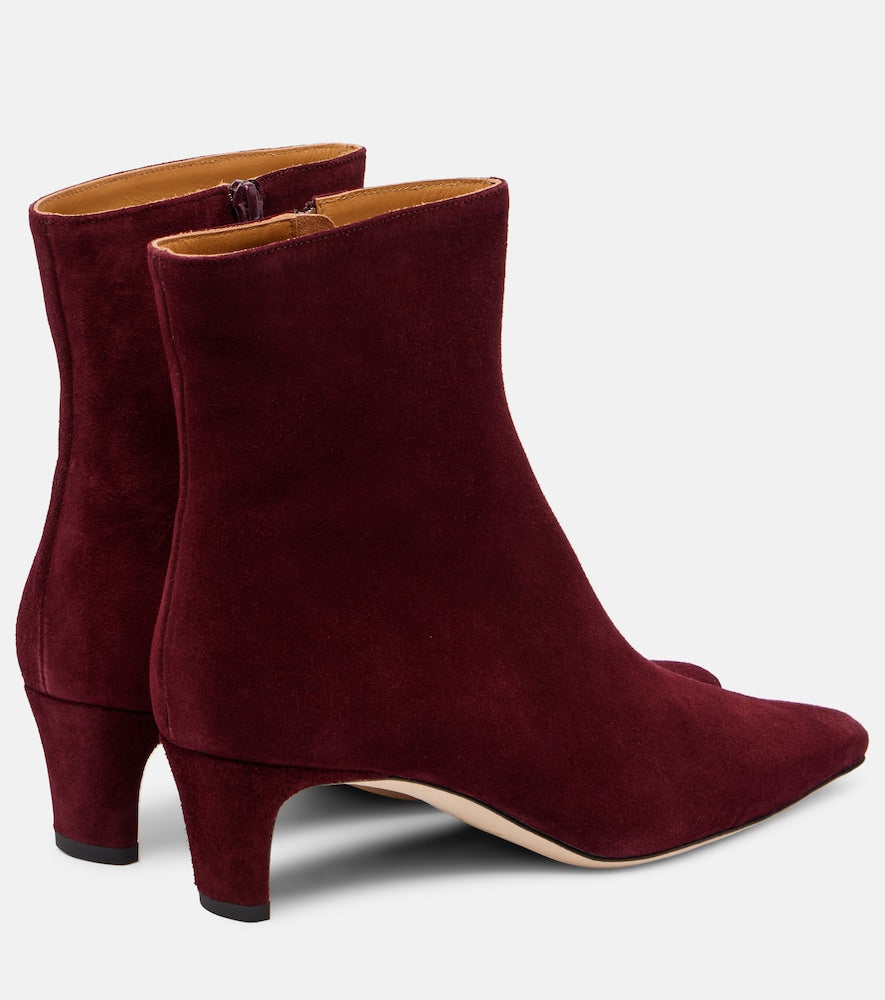 Staud Wally 55 suede ankle boots - Burgundy Mid Heel Boots