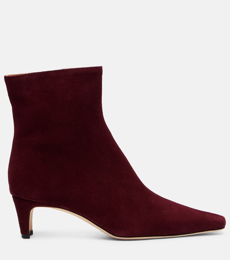 Staud Wally 55 suede ankle boots - Burgundy Mid Heel Boots