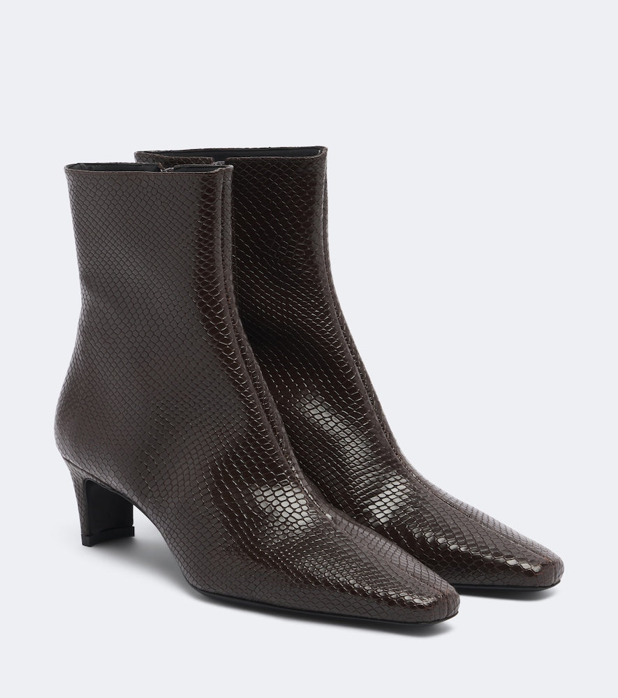 Staud Wally snake-effect leather ankle boots (Brown) - Mid Heels