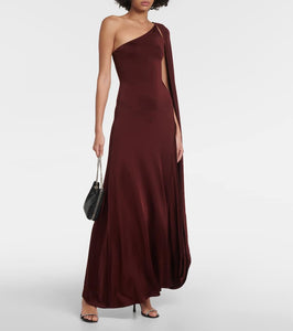 Stella McCartney Caped one-shoulder satin gown