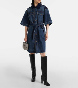 Stella McCartney Corduroy-trimmed denim minidress