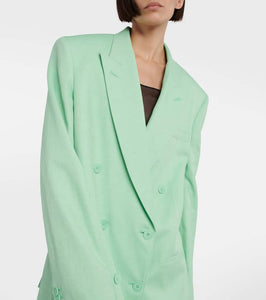 Stella McCartney Double-breasted linen-blend blazer