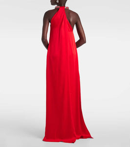 Stella McCartney Embellished halterneck satin gown