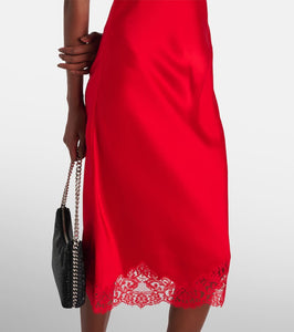 Stella McCartney Lace-trimmed satin slip dress