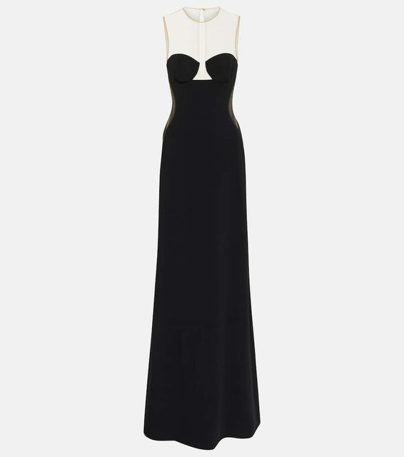 Stella McCartney Mesh-paneled crêpe gown