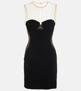 Stella McCartney Mesh-paneled crêpe minidress