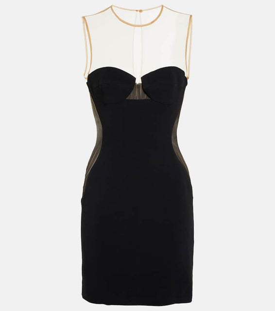 Stella McCartney Mesh-paneled crêpe minidress