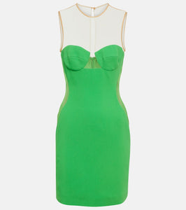 Stella McCartney Mesh-paneled crêpe minidress