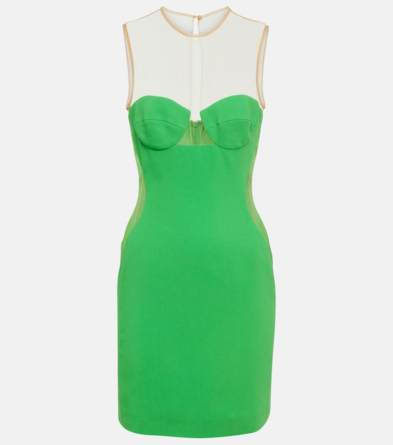 Stella McCartney Mesh-paneled crêpe minidress