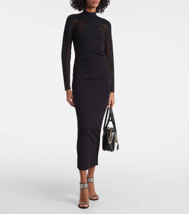 Stella McCartney Miracle mesh-paneled knitted maxi dress
