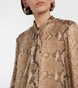 Stella McCartney Snake-effect silk chiffon shirt dress