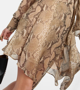 Stella McCartney Snake-effect silk chiffon shirt dress