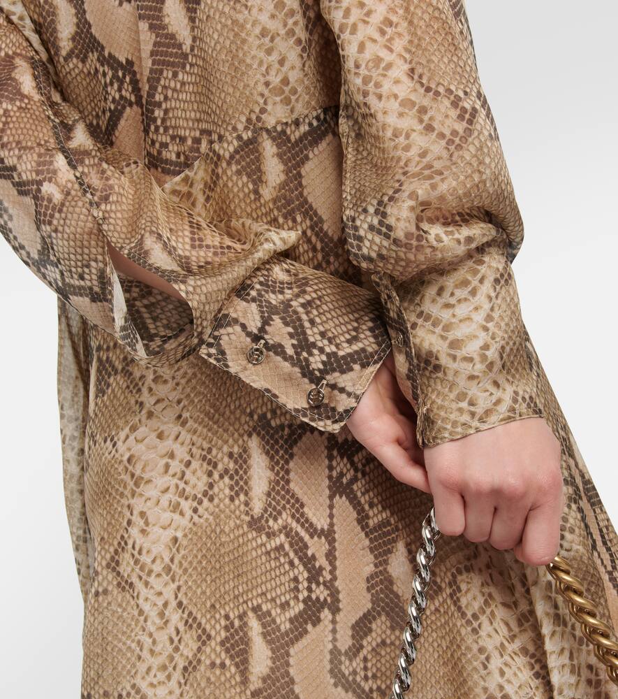 Stella McCartney Snake-effect silk chiffon shirt dress