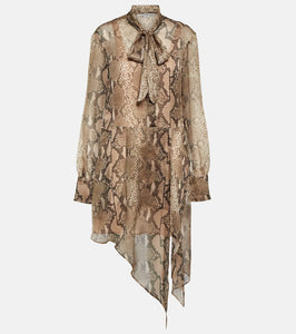 Stella McCartney Snake-effect silk chiffon shirt dress