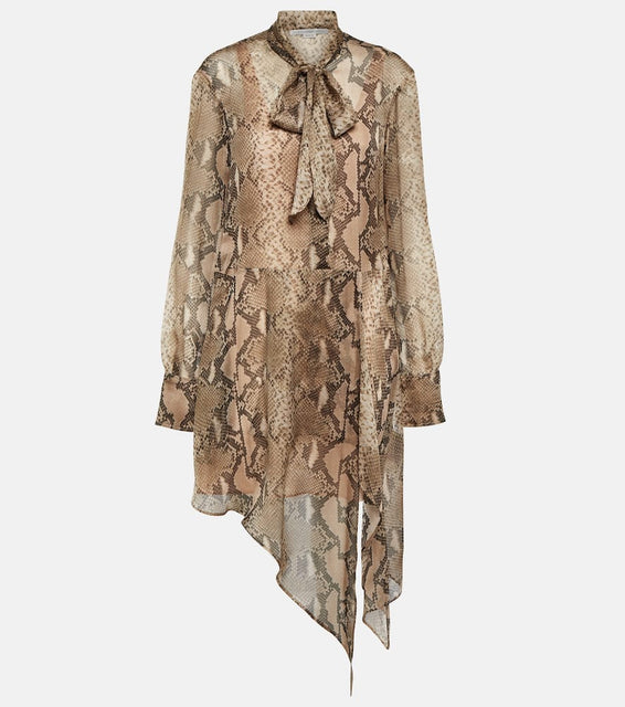 Stella McCartney Snake-effect silk chiffon shirt dress