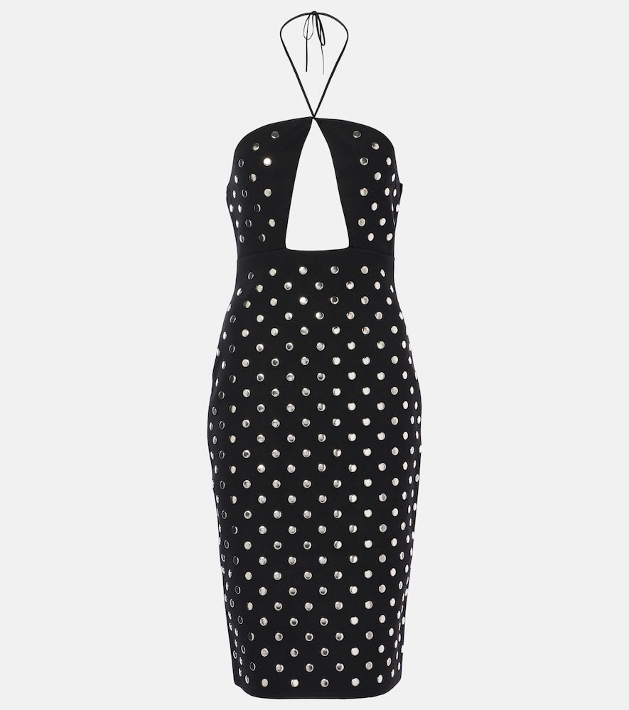 Stella McCartney Studded cutout halterneck midi dress. Stella McCartney 铆钉镂空露背中长连衣裙