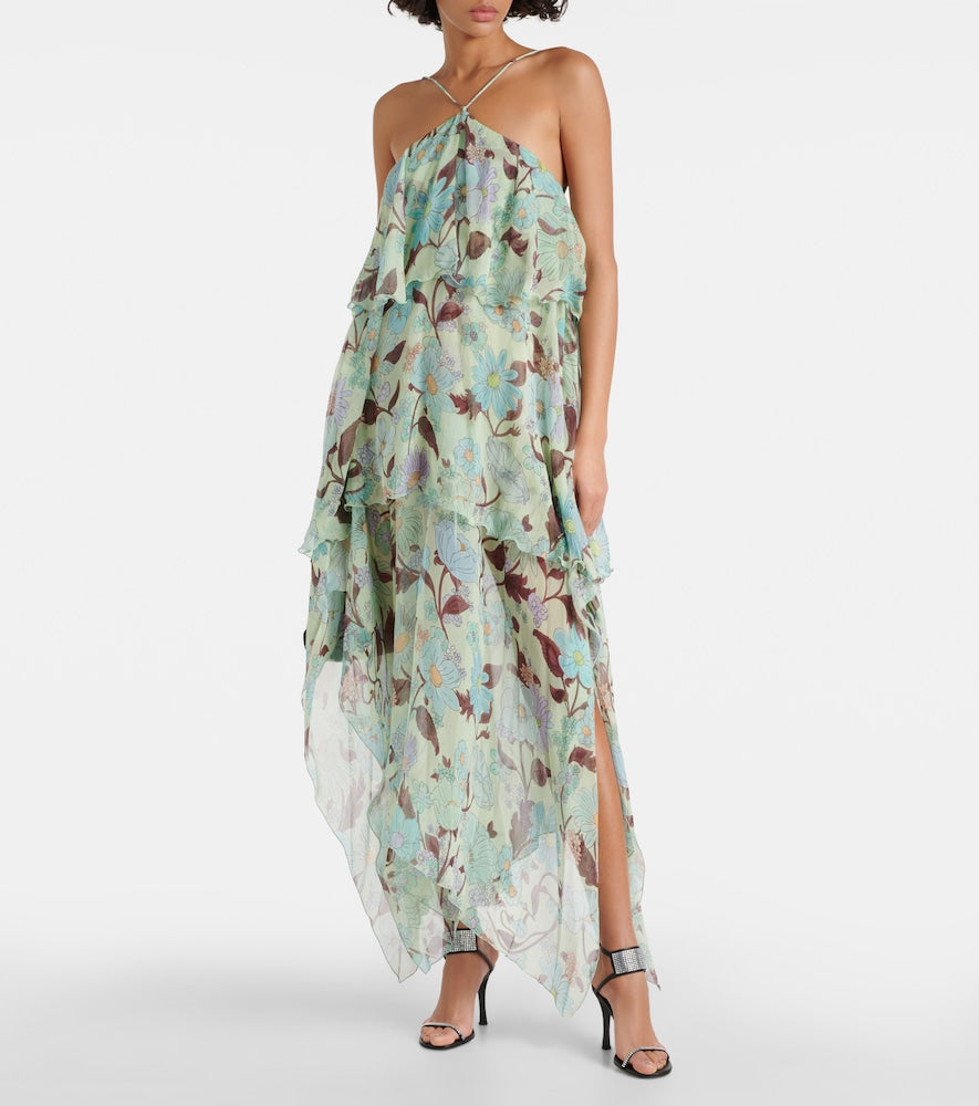 Stella McCartney Tiered printed silk maxi dress