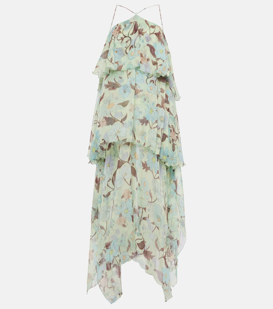 Stella McCartney Tiered printed silk maxi dress. Stella McCartney 层叠印花真丝长裙