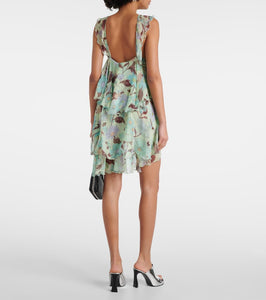 Stella McCartney Tiered printed silk minidress