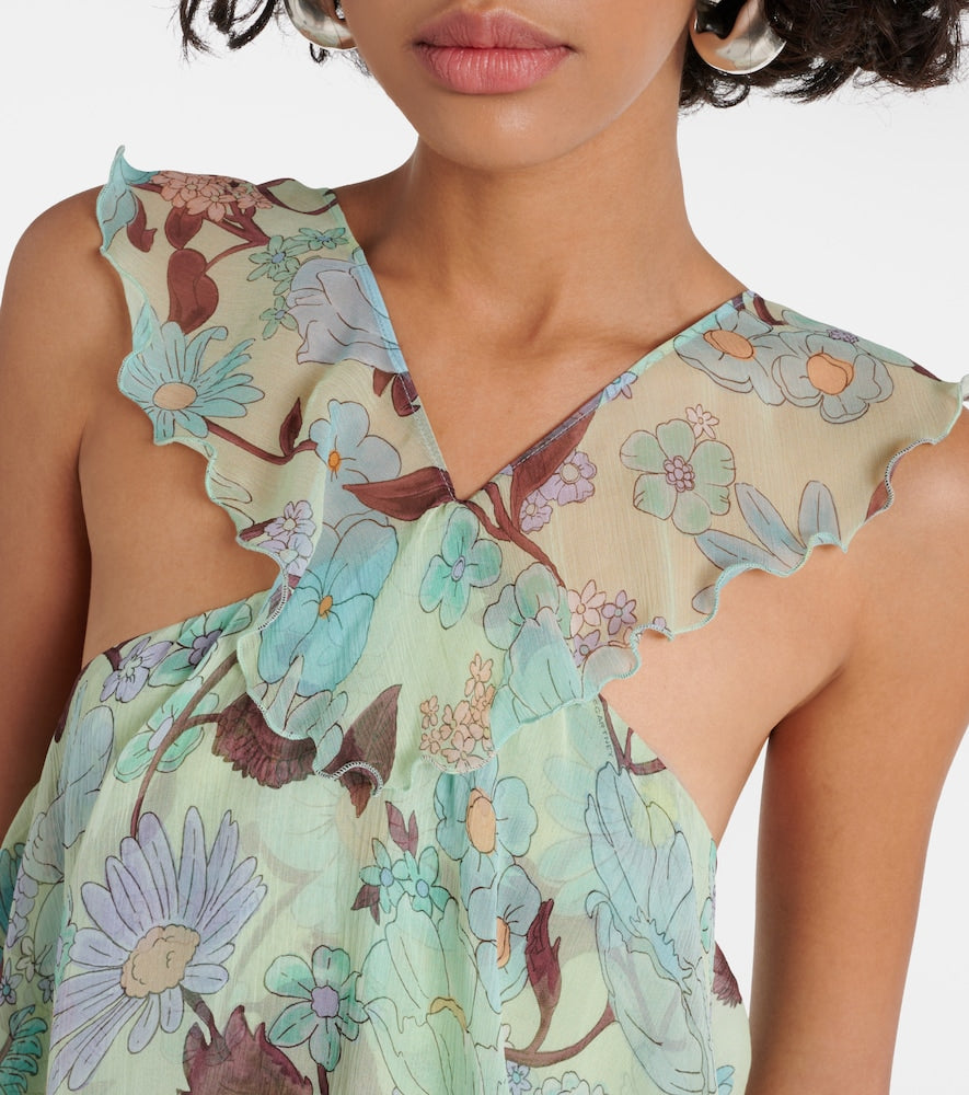 Stella McCartney Tiered printed silk minidress