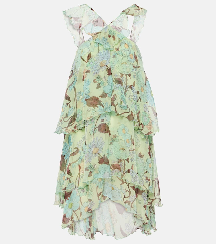 Stella McCartney Tiered printed silk minidress. Stella McCartney 层叠印花真丝迷你连衣裙