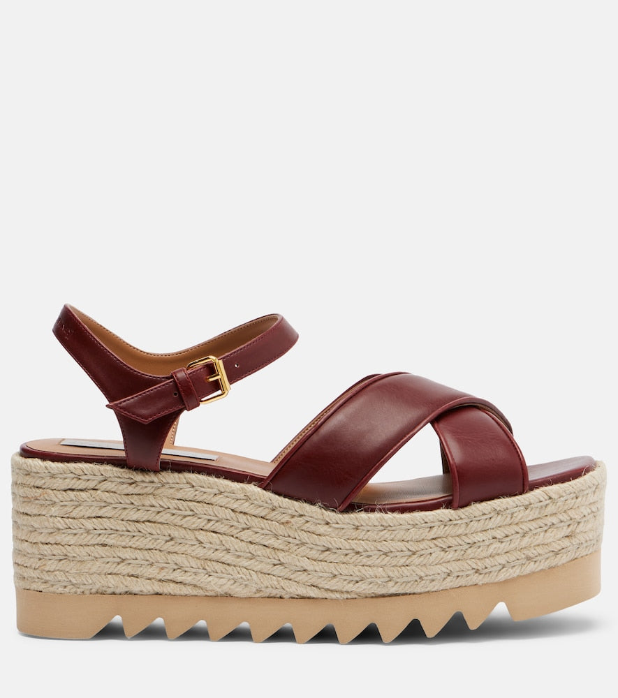 Burgundy Stella McCartney Elyse platform sandals - High Espadrilles