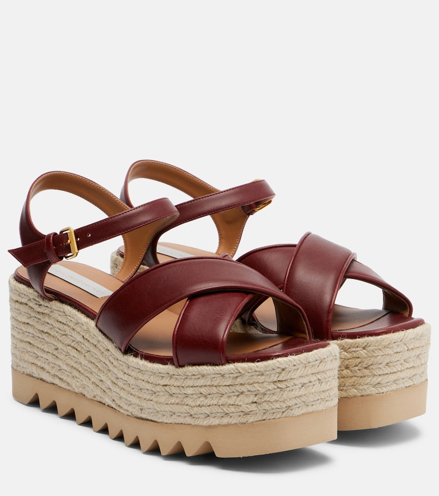 Burgundy Stella McCartney Elyse platform sandals - High Espadrilles