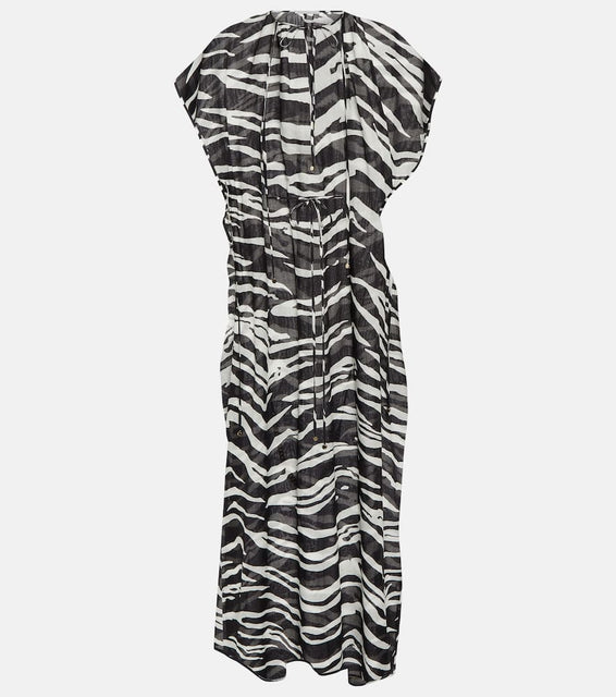 Stella McCartney Zebra-print cotton maxi dress