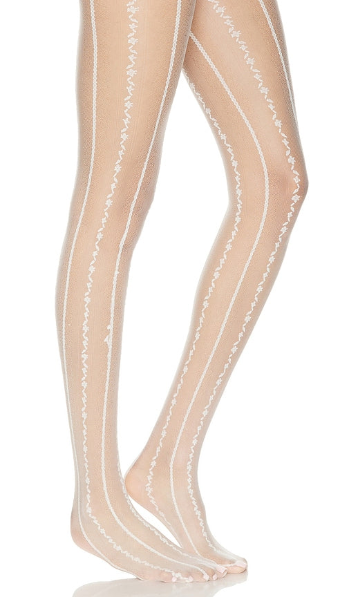 Stems Anemone Sheer Tights in Ivory - Collants transparents Stems Anemone en ivoire - Stems Anemone 象牙色透明紧身裤 - Transparente Anemonen-Strumpfhose von Stems in Elfenbein - Stems 아네모네 쉬어 타이츠 아이보리 색상 - Collant velato Anemone con steli in avorio