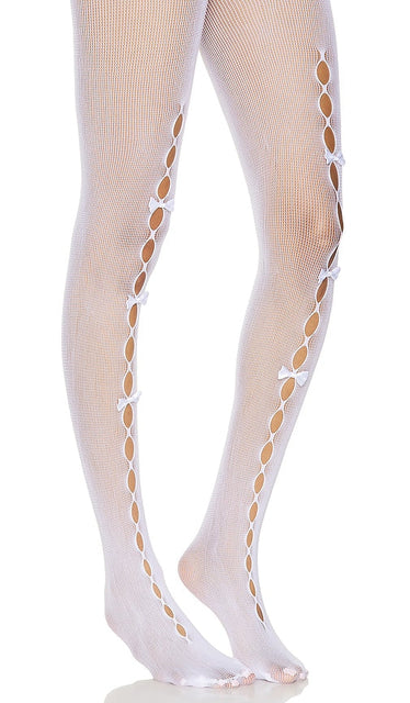 Stems Cut Out Mesh Tights in Ivory - Collants en maille découpés Stems en ivoire - 象牙色 Stems 镂空网眼连裤袜 - Stems Cut-Out-Netzstrumpfhose in Elfenbein - 스템 컷아웃 메시 타이츠 아이보리 색상 - Collant a rete ritagliata con steli in avorio