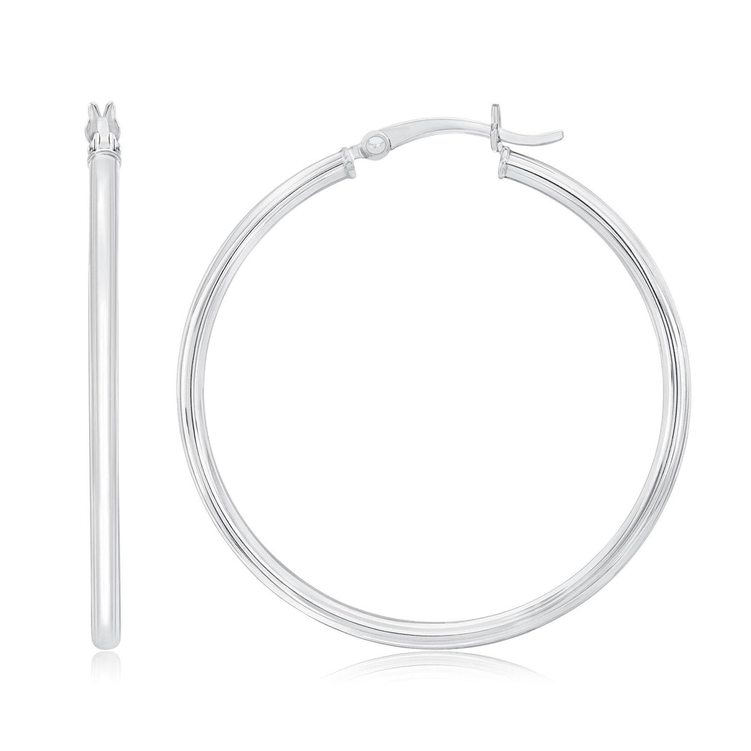 Sterling Silver 35mm Polished Hoop Earrings