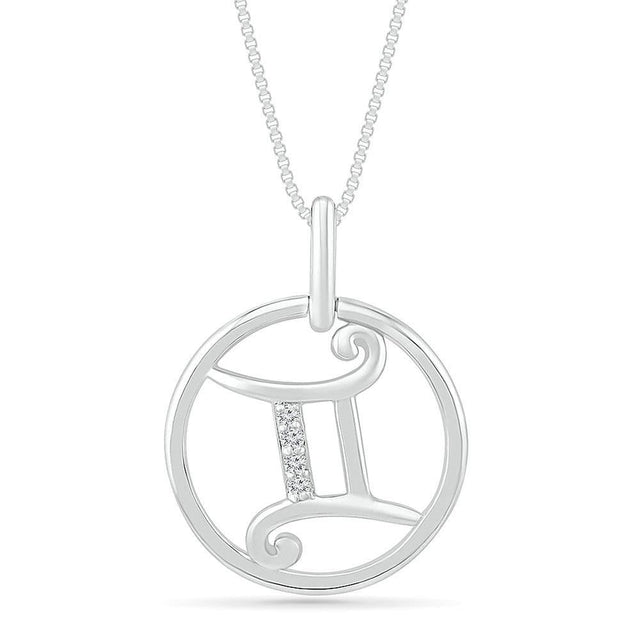Sterling Silver Diamond Accent Gemini Zodiac Pendant Necklace