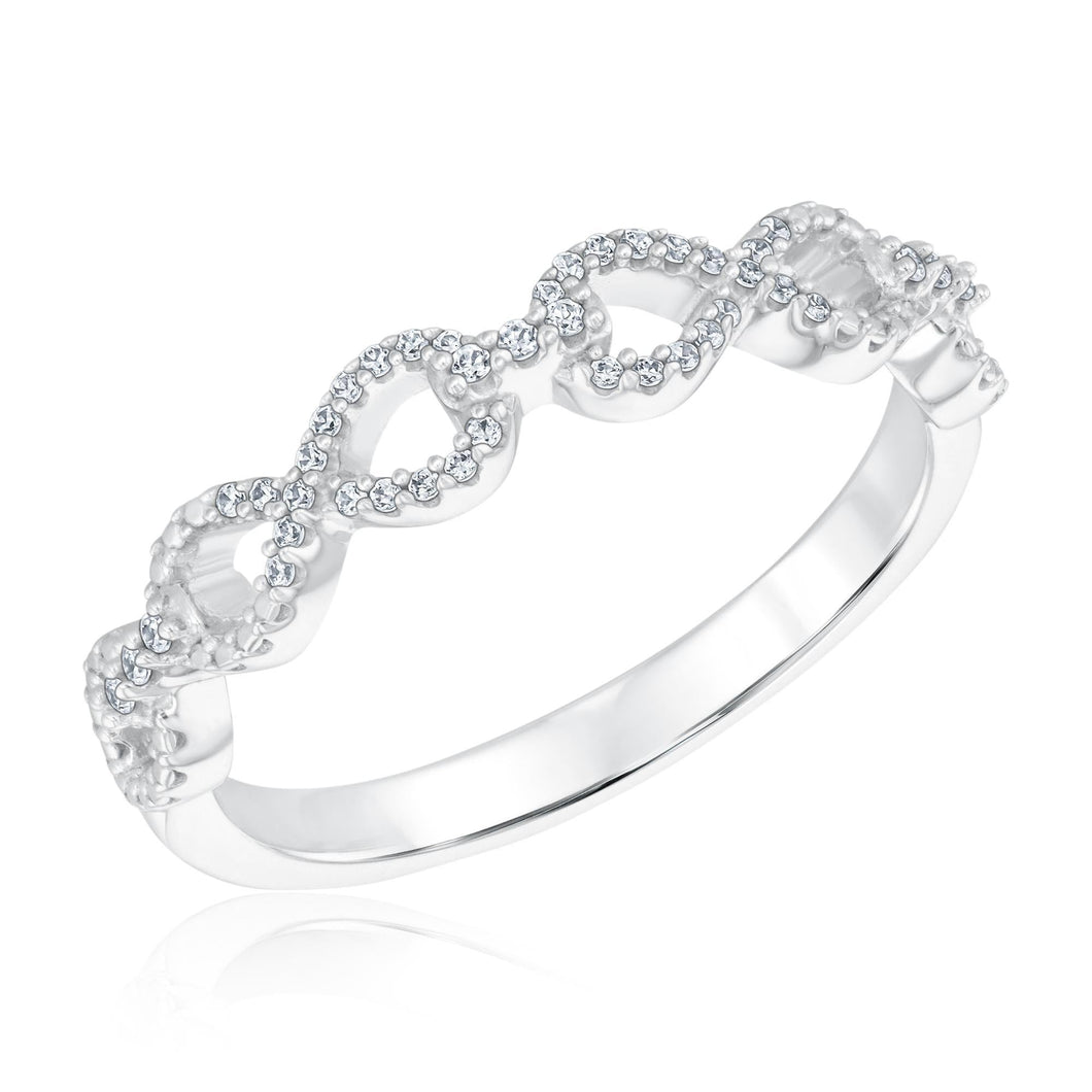 Sterling Silver Diamond Infinity Band Ring 1/10ctw