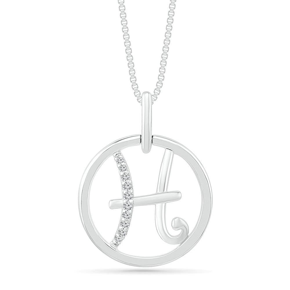 Sterling Silver Diamond Pisces Zodiac Pendant Necklace 1/20ctw