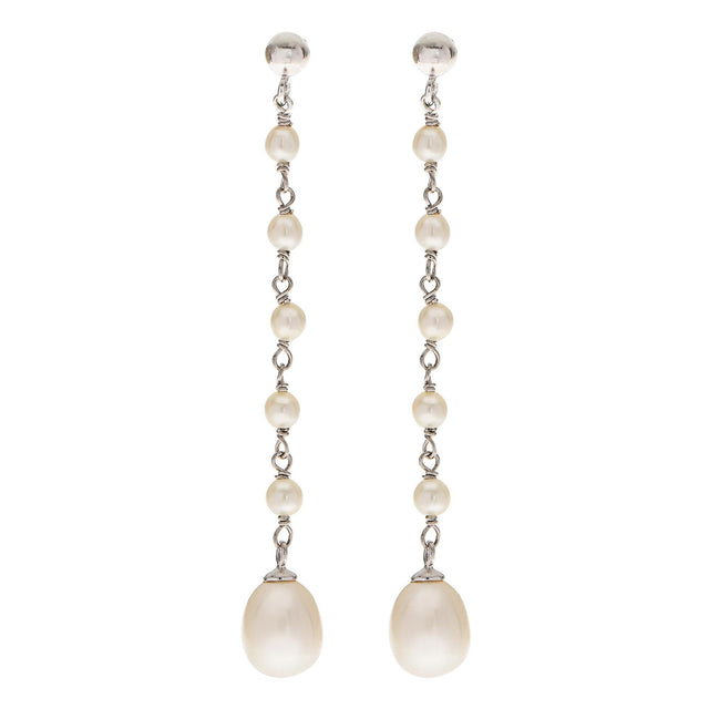 Sterling Silver Freshwater Cultured Pearl Drop Earrings