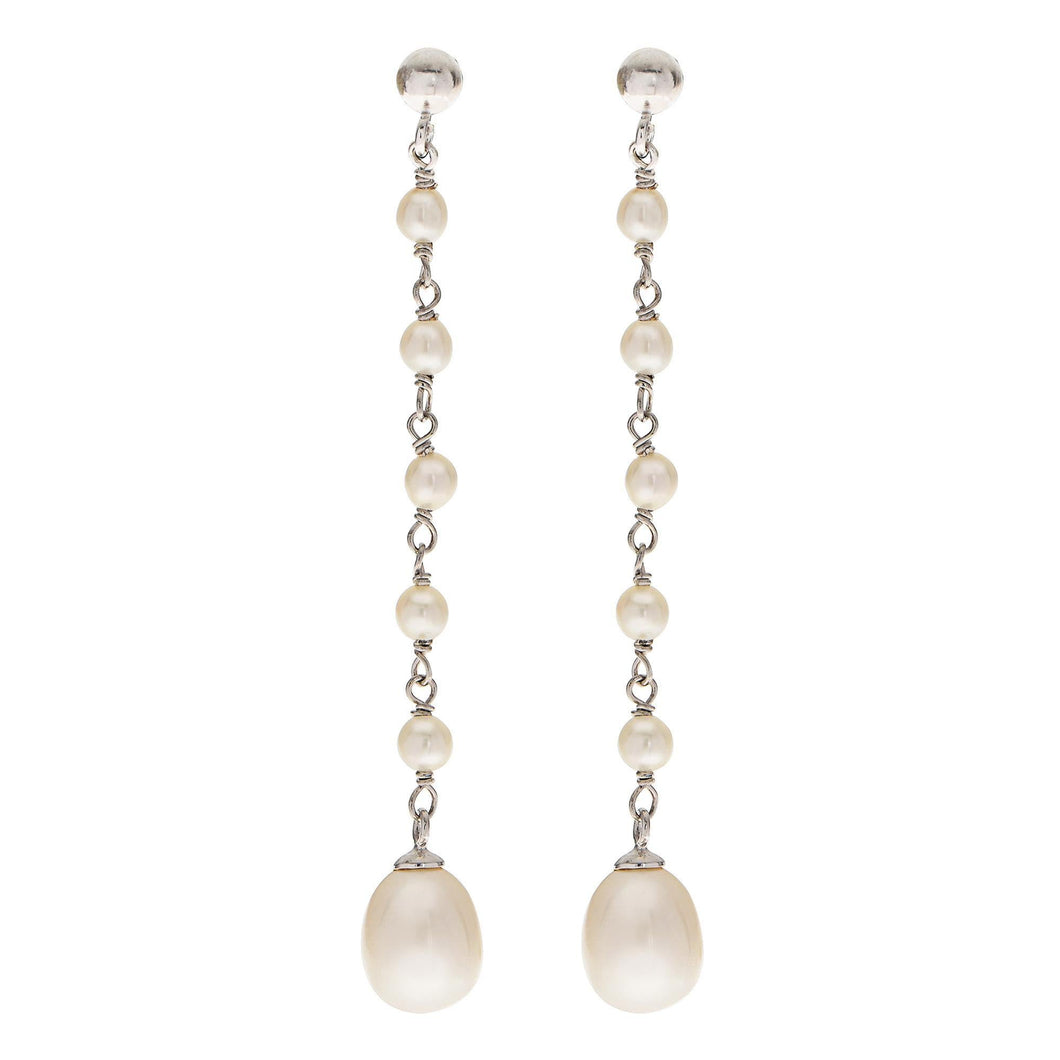 Sterling Silver Freshwater Cultured Pearl Drop Earrings