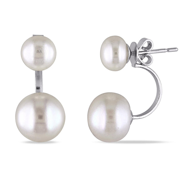Sterling Silver Freshwater Cultured Pearl Front-Back Earrings