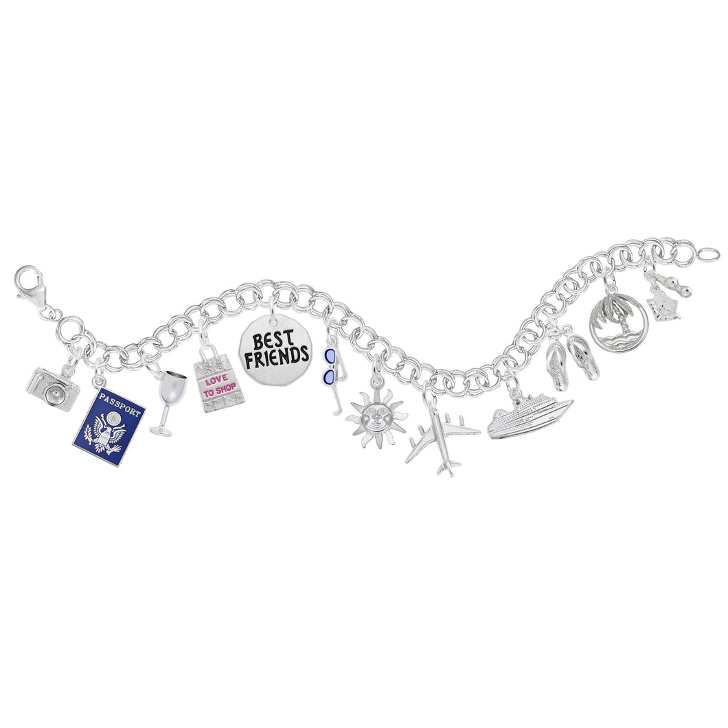 Sterling Silver Girls Trip Charm and Bracelet Set