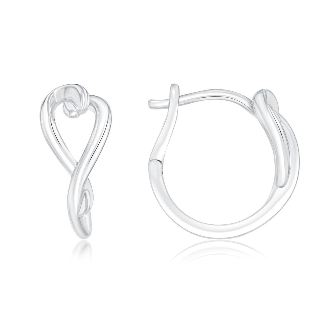 Sterling Silver Heart Huggie Hoop Earrings
