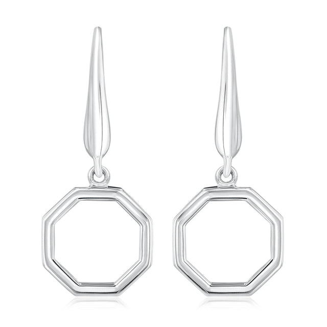 Sterling Silver Octagon Leverback Earrings