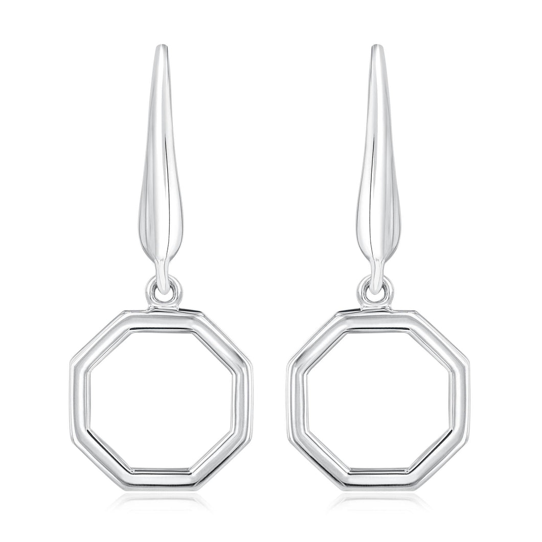 Sterling Silver Octagon Leverback Earrings