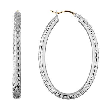 Sterling Silver Oval Hoop Earrings