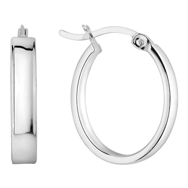 Sterling Silver Oval Polished Hoop Earrings