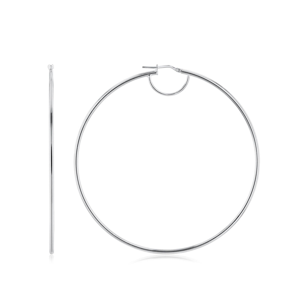 Sterling Silver Polished 75mm Hoop Earrings