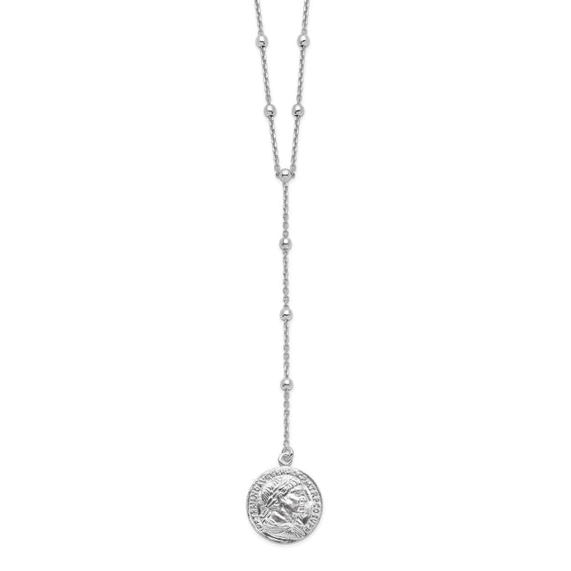 Sterling Silver Roman Coin Y-Drop Necklace