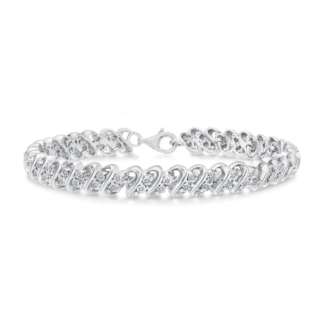 Sterling Silver S-Link Diamond Bracelet 1/4ctw